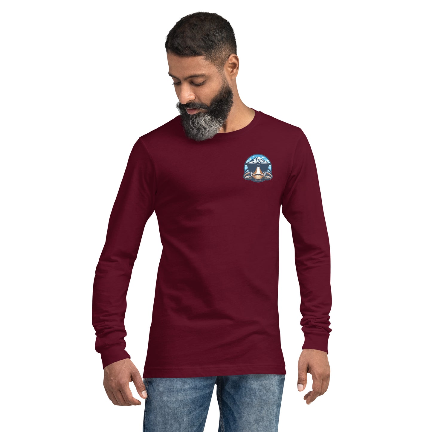 Mt. Ranier Seaturtle Front/Back Unisex Long Sleeve Tee