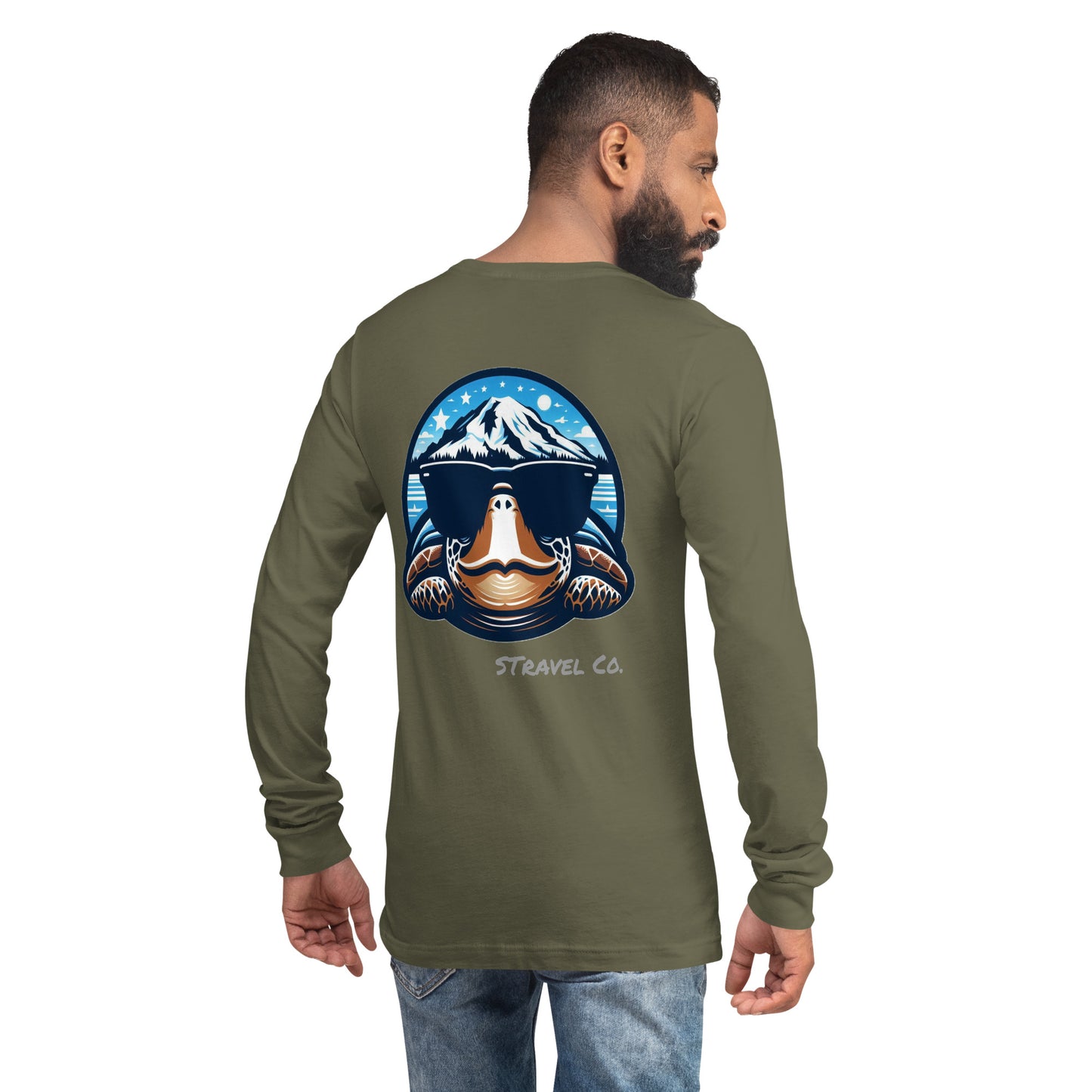 Mt. Ranier Seaturtle Front/Back Unisex Long Sleeve Tee