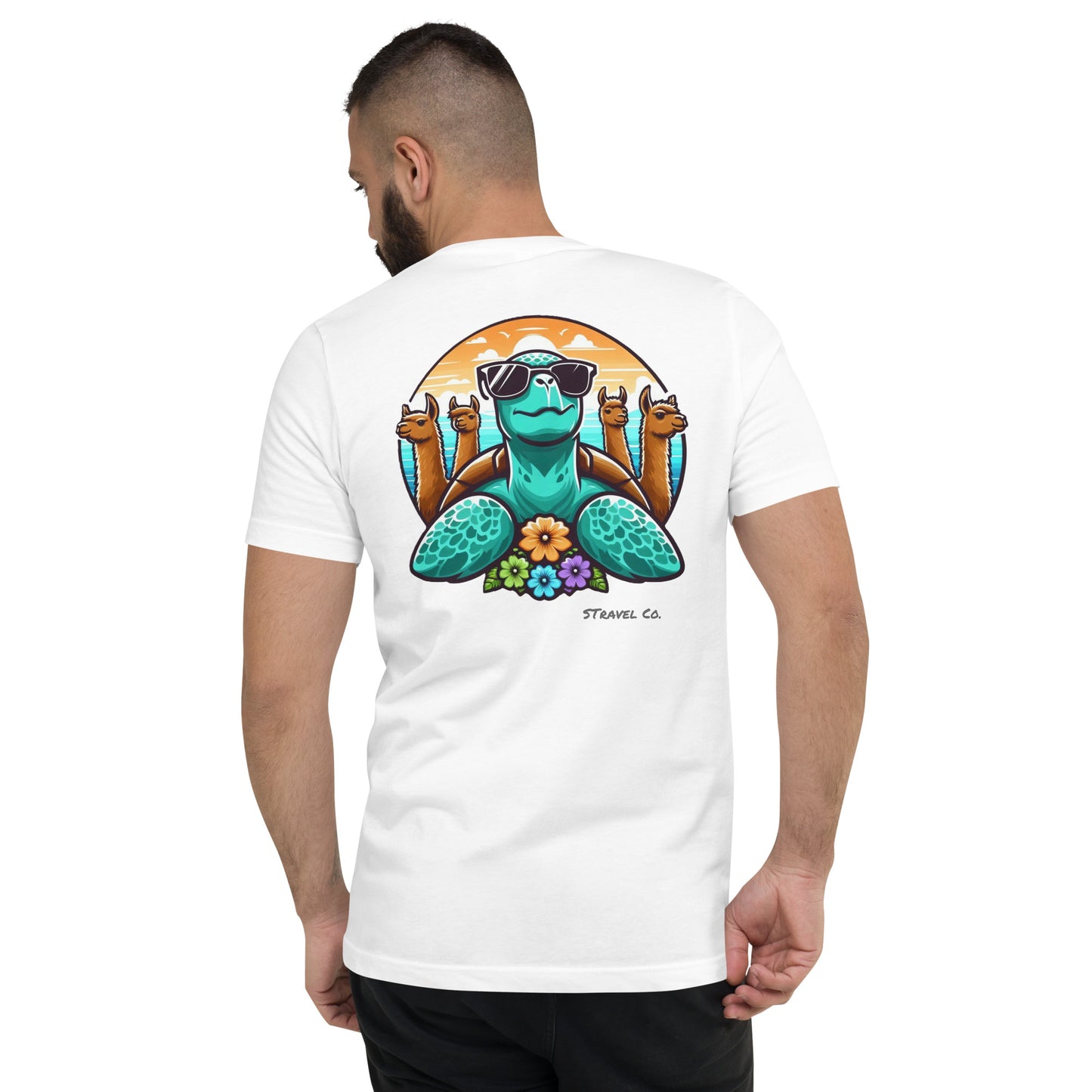 SeaTurtle w/ Llamas V-Neck T-Shirt